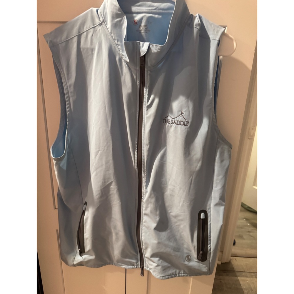 Stitch Golf Vest Mens Small Blue Full Zip The Saddle Golf Club Performance Outer